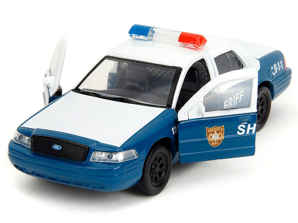 Rick Grimes' Ford Crown Victoria "Sheriff" Blue and White "The Walking Dead" (2010-2022) TV Series "Hollywood Rides" Series 1/32 Diecast Model Car by Jada