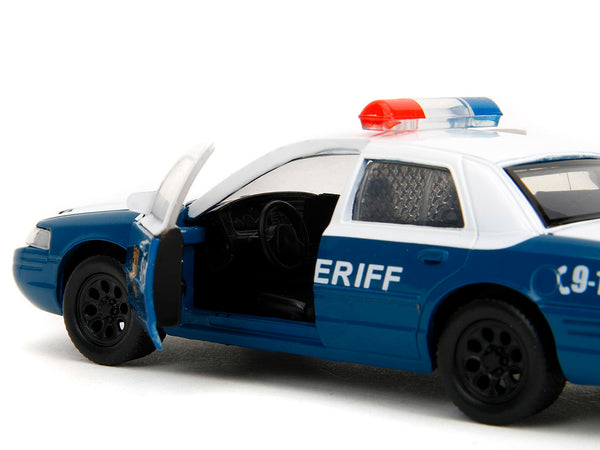 Rick Grimes' Ford Crown Victoria "Sheriff" Blue and White "The Walking Dead" (2010-2022) TV Series "Hollywood Rides" Series 1/32 Diecast Model Car by Jada