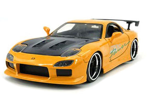 1993 Mazda RX-7 "HKS Power" Yellow with Carbon Hood "JDM Tuners" Series 1/24 Diecast Model Car by Jada