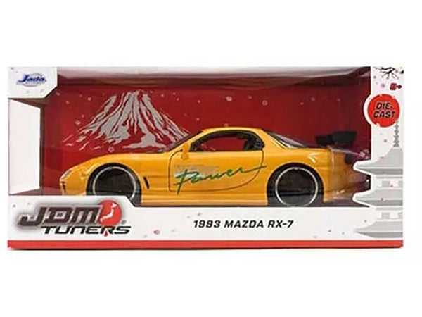 1993 Mazda RX-7 "HKS Power" Yellow with Carbon Hood "JDM Tuners" Series 1/24 Diecast Model Car by Jada