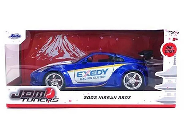 2003 Nissan 350Z "Exedy Racing Clutch" Candy Blue and White "JDM Tuners" Series 1/24 Diecast Model Car by Jada