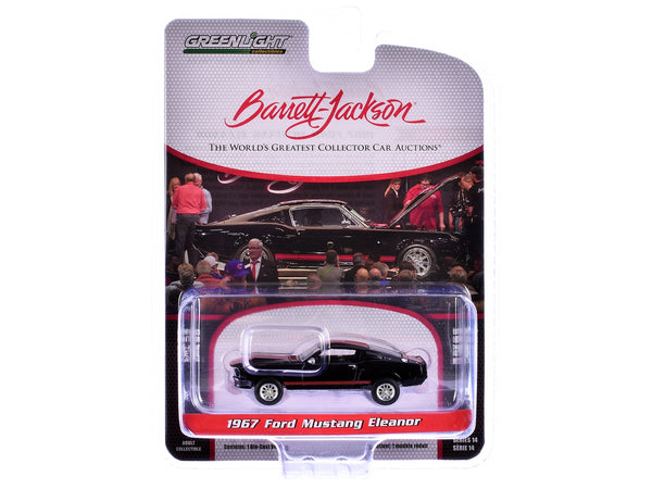 1967 Ford Mustang Eleanor Raven Black with Red Stripes (Scottsdale 2023) Barrett Jackson "Scottsdale Edition" Series 14 1/64 Diecast Model Car by Greenlight