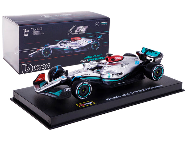 Mercedes-AMG F1 W13 E Performance #63 George Russell "F1 Formula One World Championship" (2022) with Display Case 1/43 Diecast Model Car by Bburago