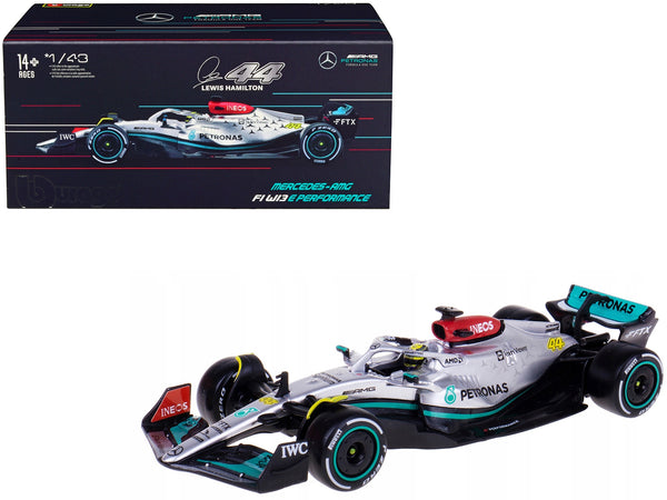 Mercedes-AMG F1 W13 E Performance #44 Lewis Hamilton "F1 Formula One World Championship" (2022) with Display Case 1/43 Diecast Model Car by Bburago