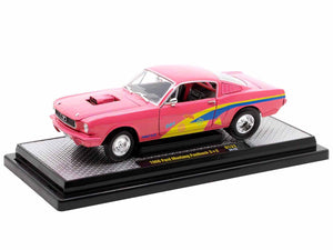 1966 Ford Mustang Fastback 2+2 Pink with Blue and Yellow Stripes "Pro Street" Limited Edition to 6250 pieces Worldwide 1/24 Diecast Model Car by M2 Machines