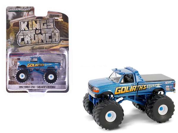 1992 Ford F-250 Monster Truck Blue Metallic "Goliath's Revenge" "Kings of Crunch" Series 15 1/64 Diecast Model Car by Greenlight