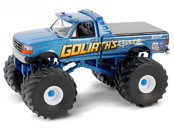 1992 Ford F-250 Monster Truck Blue Metallic "Goliath's Revenge" "Kings of Crunch" Series 15 1/64 Diecast Model Car by Greenlight