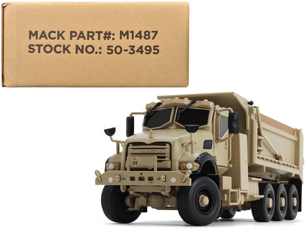 Mack Defense M917A3 Heavy Dump Truck Tan 1/50 Diecast Model by First Gear