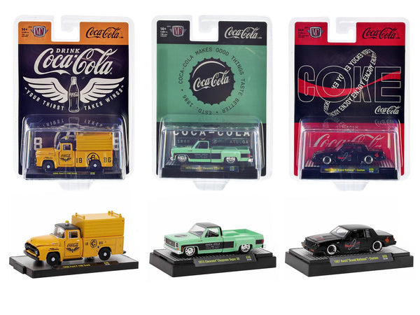 "Coca-Cola" Set of 3 pieces Release 38 Limited Edition to 9600 pieces Worldwide 1/64 Diecast Model Cars by M2 Machines