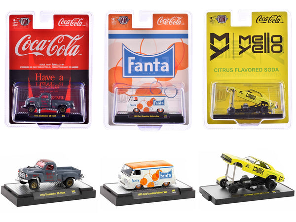 "Sodas" Set of 3 pieces Release 44 Limited Edition to 8250 pieces Worldwide 1/64 Diecast Model Cars by M2 Machines