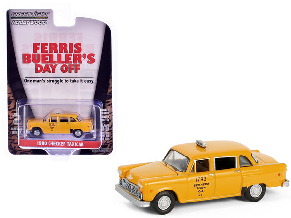 1980 Checker Taxicab "Yellow Cab Co. #1793" Yellow "Ferris Bueller's Day Off" (1986) Movie "Hollywood Series" Release 42 1/64 Diecast Model Car by Greenlight