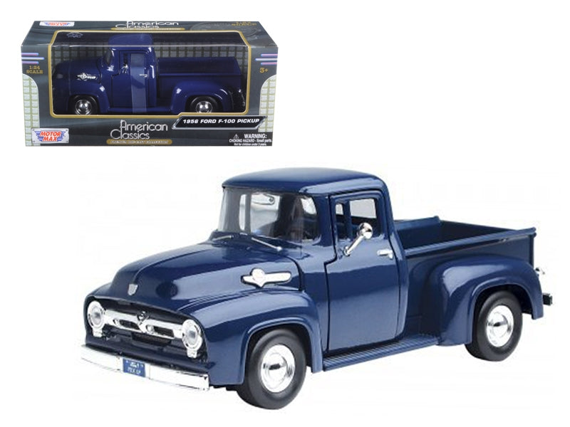 1956 Ford F-100 Pickup Truck Blue 1/24 Diecast Model Car by Motormax