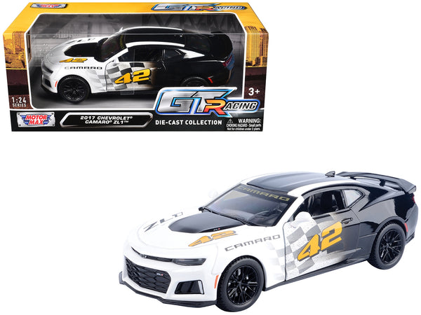 2017 Chevrolet Camaro ZL1 #42 Black and White "GT Racing" Series 1/24 Diecast Model Car by Motormax