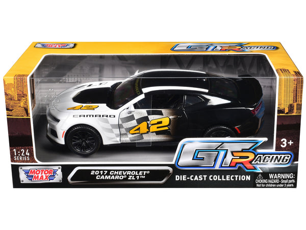 2017 Chevrolet Camaro ZL1 #42 Black and White "GT Racing" Series 1/24 Diecast Model Car by Motormax