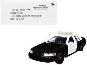 Ford Crown Victoria Police Interceptor Black and White 1/43 Diecast Model Car by Motormax