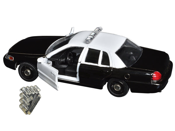 Ford Crown Victoria Police Interceptor Black and White 1/43 Diecast Model Car by Motormax