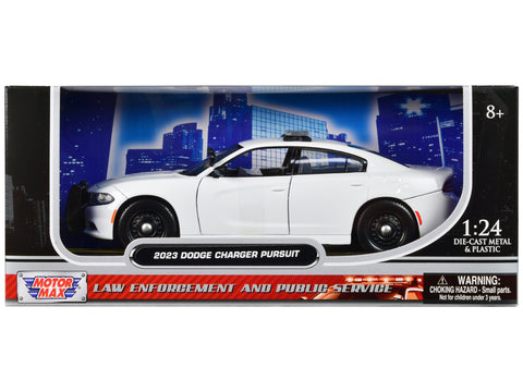 2023 Dodge Charger Pursuit Police Car Plain White "Law Enforcement and Public Service" Series 1/24 Diecast Model Car by Motormax