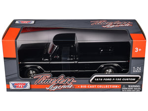 1979 Ford F-150 Custom Pickup Truck Black "Timeless Legends" Series 1/24 Diecast Model Car by Motormax