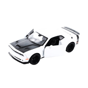 2018 Dodge Challenger SRT Hellcat Widebody White with Black Hood 1/24 Diecast Model Car by Motormax