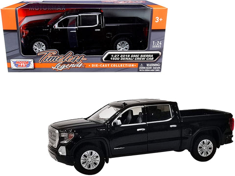 2019 GMC Sierra 1500 Denali Crew Cab Pickup Truck Black 1/24-1/27 Diecast Model Car by Motormax