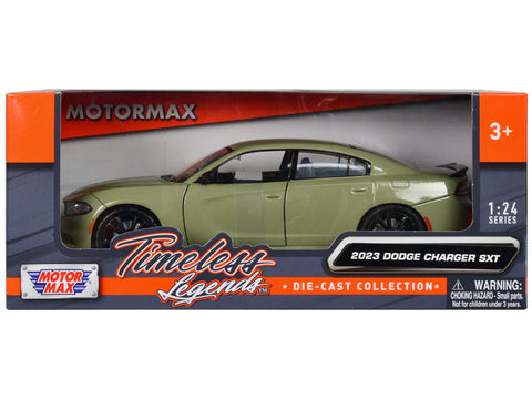 2023 Dodge Charger SXT Green Metallic "Timeless Legends" Series 1/24 Diecast Model Car by Motormax