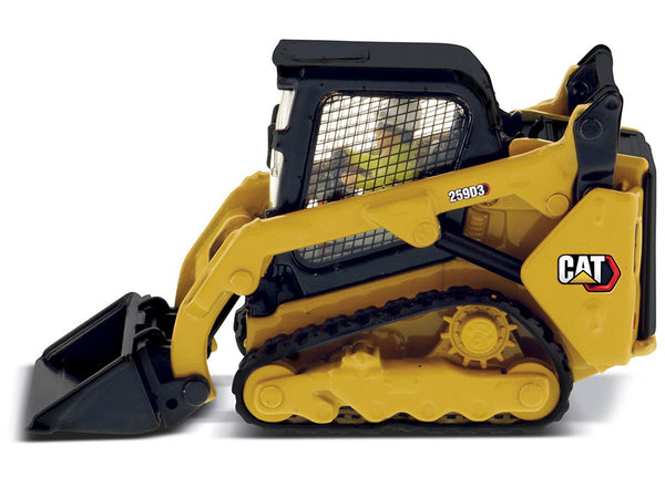 CAT Caterpillar 259D3 Compact Track Loader with Work Tools and Operator Yellow "High Line Series" 1/50 Diecast Model by Diecast Masters