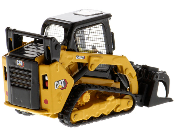 CAT Caterpillar 259D3 Compact Track Loader with Work Tools and Operator Yellow "High Line Series" 1/50 Diecast Model by Diecast Masters