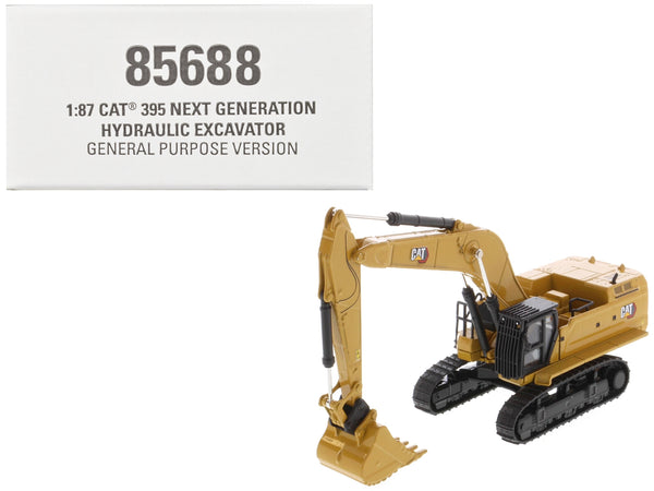 CAT Caterpillar 395 Next-Generation Hydraulic Excavator (General Purpose Version) Yellow with Additional Tools "High Line Series" 1/87 (HO) Diecast Model by Diecast Masters