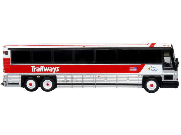 2001 MCI D4000 Coach Bus "Trailways - Blue Ridge" White and Red "Vintage Bus & Motorcoach Collection" Limited Edition to 504 pieces Worldwide 1/87 (HO) Diecast Model by Iconic Replicas