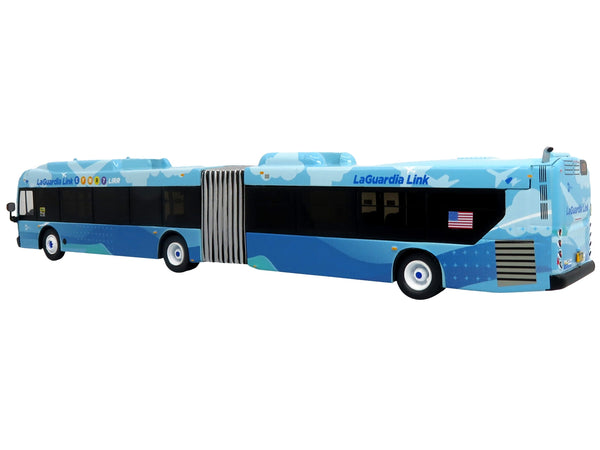 New Flyer Xcelsior XD60 Articulated Bus "MTA New York - LaGuardia Link" Blue with Graphics Limited Edition 1/87 (HO) Diecast Model by Iconic Replicas