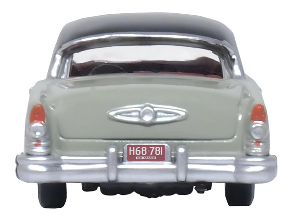 1955 Buick Century Windsor Gray and Dover White with Carlsbad Black Top 1/87 (HO) Scale Diecast Model Car by Oxford Diecast