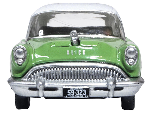 1954 Buick Century Estate Wagon Willow Green and White 1/87 (HO) Scale Diecast Model Car by Oxford Diecast