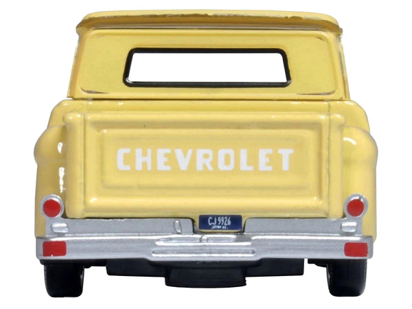 1965 Chevrolet C10 Stepside Pickup Truck Yellow 1/87 (HO) Scale Diecast Model Car by Oxford Diecast