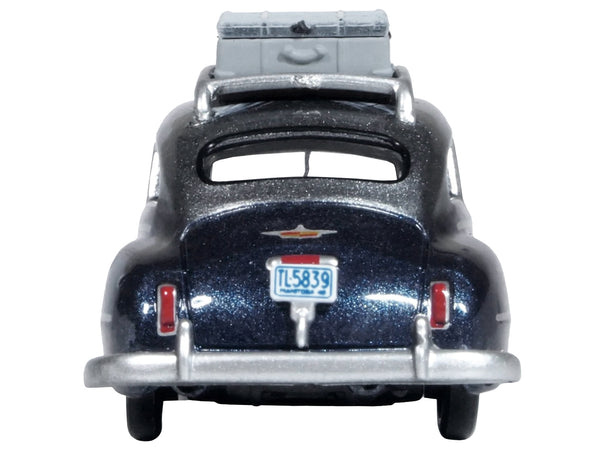 1946 DeSoto Suburban with Roof Rack and Luggage Butterfly Blue Metallic with Crystal Gray Top 1/87 (HO) Scale Diecast Model Car by Oxford Diecast
