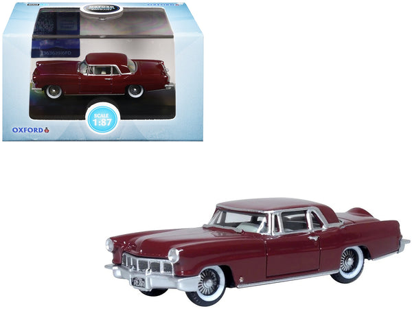 1956 Lincoln Continental Mark II Dark Red 1/87 (HO) Scale Diecast Model Car by Oxford Diecast