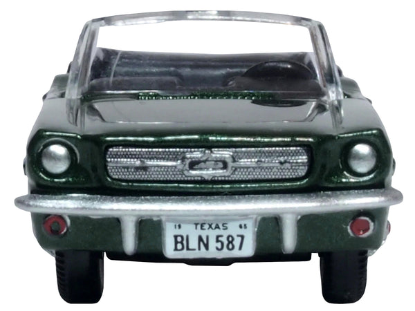 1965 Ford Mustang Convertible Ivy Green Metallic 1/87 (HO) Scale Diecast Model Car by Oxford Diecast