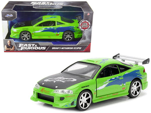 Brian's 1995 Mitsubishi Eclipse Green with Graphics "Fast & Furious" Movie 1/32 Diecast Model Car by Jada