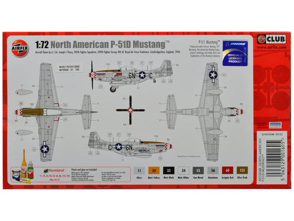 Level 1 Model Kit North American P-51D Mustang Fighter Aircraft 1/72 Plastic Model Kit by Airfix