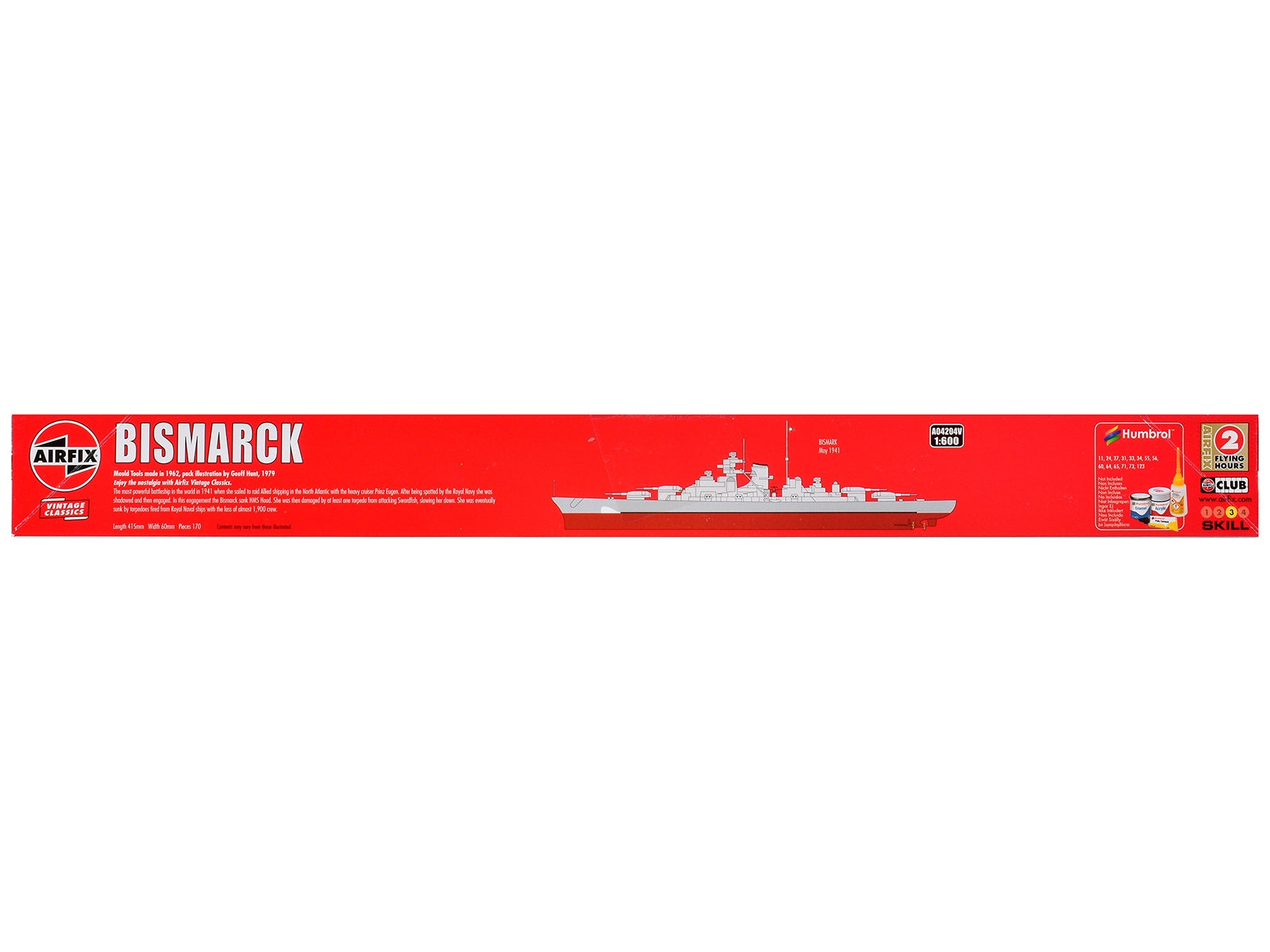 Level 3 Model Kit German Battleship Bismarck 1/600 Plastic Model Kit by Airfix