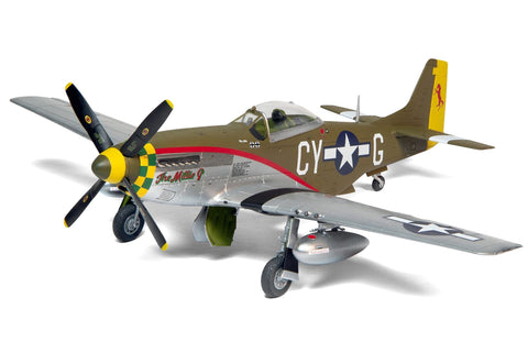 Level 2 Model Kit North American P-51D Mustang Fighter Aircraft with 2 Scheme Options 1/48 Plastic Model Kit by Airfix
