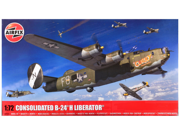 Level 3 Model Kit Consolidated B-24H Liberator Bomber Aircraft with 2 Scheme Options 1/72 Plastic Model Kit by Airfix