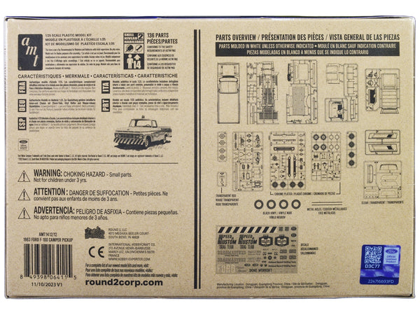 Skill 2 Model Kit 1963 Ford F-100 Camper Pickup Truck 3-in-1 Kit 1/25 Scale Model by AMT