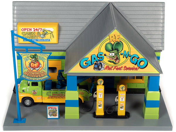 "Rat Fink Towing & Recovery" Garage and Tow Truck Diorama Set for 1/32 Scale Models by Auto World