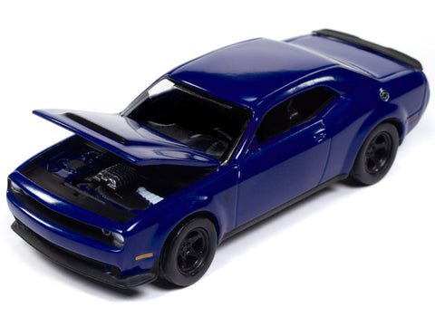 2018 Dodge Challenger SRT Demon Indigo Blue "Mecum Auctions" Limited Edition to 2496 pieces Worldwide "Premium" Series 1/64 Diecast Model Car by Auto World