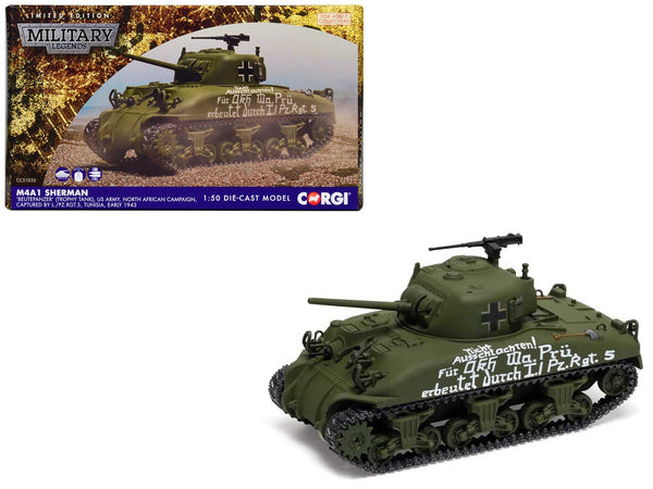 M4A1 Sherman Medium Tank "BeutePanzer (Trophy Tank) US Army North African Campaign Captured by L./PzRgt 5 Tunisia" (1943) German Army "Military Legends" Series 1/50 Diecast Model by Corgi