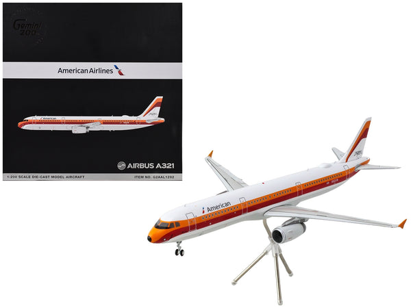 Airbus A321 Commercial Aircraft "American Airlines - PSA" (N582UW) White with Red and Orange Stripes "Gemini 200" Series 1/200 Diecast Model Airplane by GeminiJets