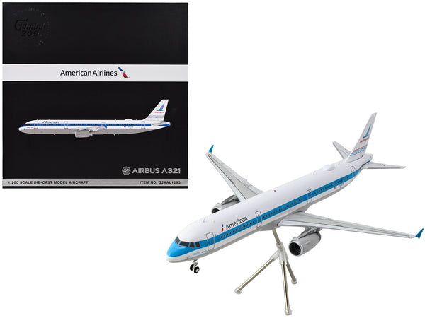 Airbus A321 Commercial Aircraft "American Airlines - Piedmont" (N581UW) White with Blue Stripes "Gemini 200" Series 1/200 Diecast Model Airplane by GeminiJets