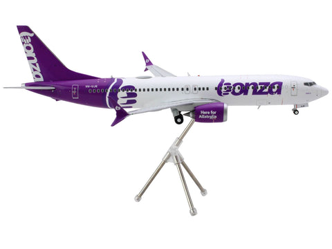 Boeing 737 MAX 8 Commercial Aircraft "Bonza Aviation" (VH-UJK) White with Purple Tail "Gemini 200" Series 1/200 Diecast Model Airplane by GeminiJets