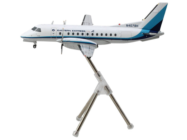 Saab 340A Commercial Aircraft "Eastern Express/Bar Harbor" (N407BH) White with Blue Stripes "Gemini 200" Series 1/200 Diecast Model Airplane by GeminiJets