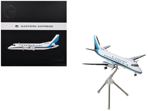 Saab 340A Commercial Aircraft "Eastern Express/Bar Harbor" (N407BH) White with Blue Stripes "Gemini 200" Series 1/200 Diecast Model Airplane by GeminiJets